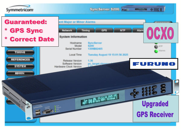 Symmetricom SyncServer S200 OCXO Furuno UPGRADED GPS NTP Network Time Server-www.prostudioconnection.com