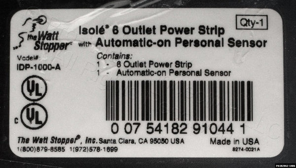 WattStopper IDP-1000 Isole Motion Sensing 6 Way Power Strip PIR Occupancy Sensor-www.prostudioconnection.com