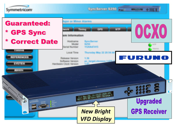 Symmetricom SyncServer S250 OCXO UPGRADED Furuno GPS NTP Network Time Server-www.prostudioconnection.com