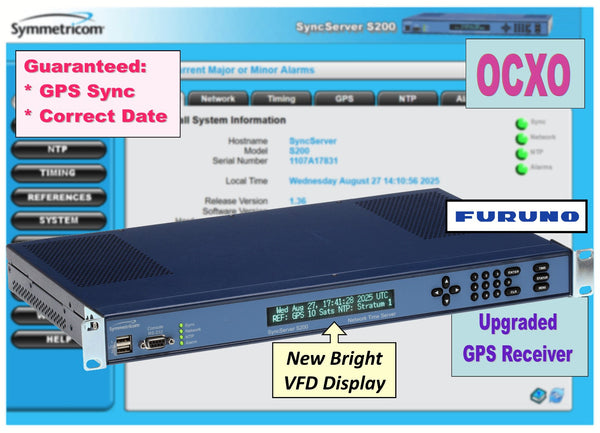 Symmetricom SyncServer S200 OCXO UPGRADED Furuno GPS NTP Network Time Server-www.prostudioconnection.com