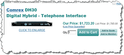 Comrex DH30 AES Digital Audio Broadcast Hybrid Phone Line Interface IFB Gentner-www.prostudioconnection.com