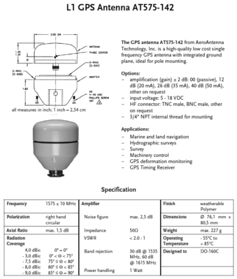 Symmetricom Microsemi SyncServer S200 S600 GPS Antenna AT575 5V 12V 142-614-50-www.prostudioconnection.com