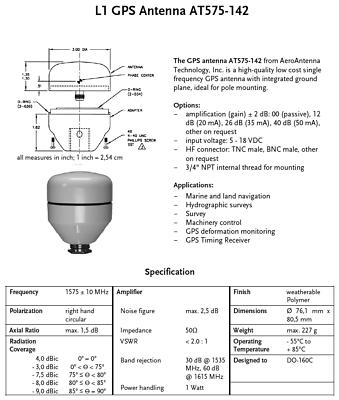 Symmetricom Microsemi SyncServer S200 S600 GPS Antenna AT575 5V 12V 142-614-50-www.prostudioconnection.com