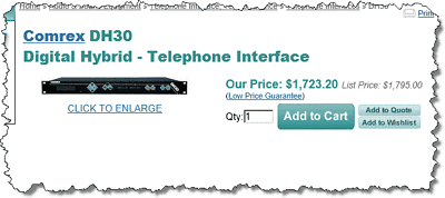 Comrex DH30 AES Digital Audio Broadcast Hybrid Phone Line Interface IFB Gentner