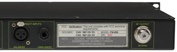 Decade FM-800 1.8W Broadcast Mono Transmitter Exciter LPFM Frequency Agile LP-www.prostudioconnection.com