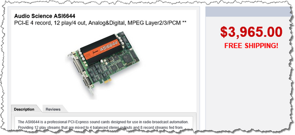AudioScience ASI6644 PCIe Multichannel Broadcast Sound Card Balanced Audio XLR-www.prostudioconnection.com