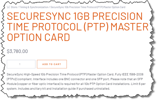 Spectracom Securesync 1204-32 PTP v2 Master Gigabit SFP Expansion Option Card [Used]-www.prostudioconnection.com