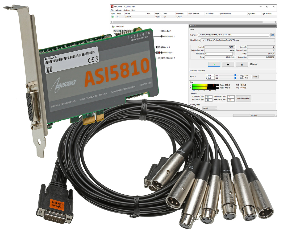 AudioScience ASI5810 PCIe LP Broadcast Sound Card AES Digital & Balanc ...