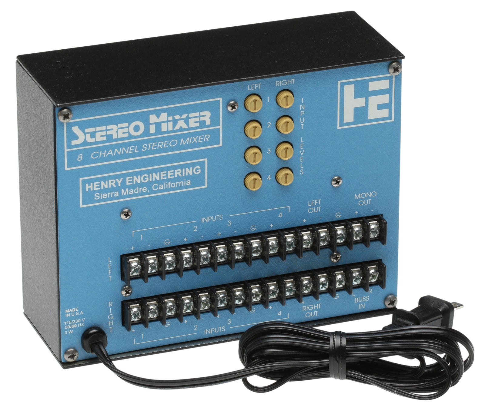 Henry Engineering 4 Stereo Channel (8 Mono) Utility Mixer for Balanced Audio [Used]-www.prostudioconnection.com
