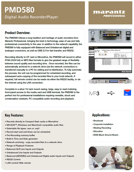 Marantz PMD580 Balanced XLR AES Digital Networked Solid State Recorder Rackmount-www.prostudioconnection.com