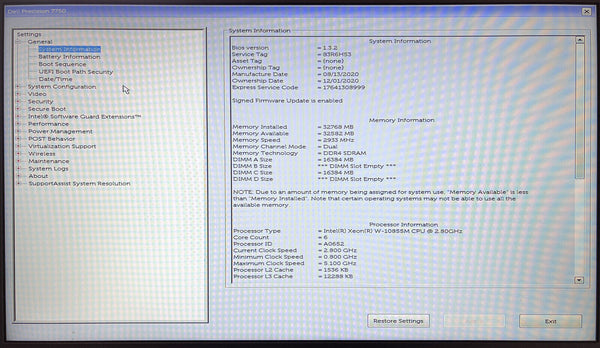 Dell Precision 7750 Xenon W-10855M 2.8GHz 32GB 500GB 17.3" FHD Quadro T1000 4GB [Used]-www.prostudioconnection.com