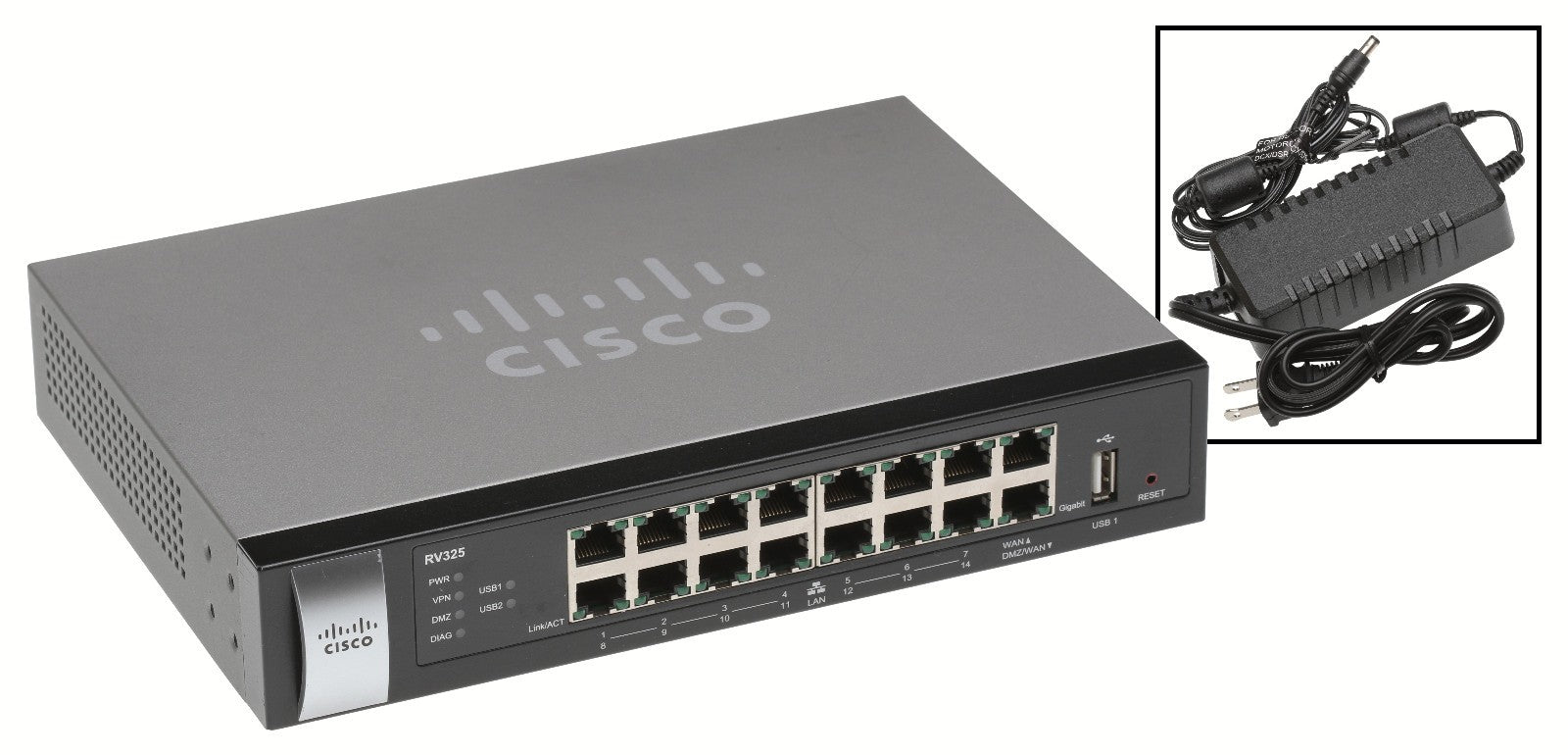 Cisco RV-325 14 Port Gigabit Wired OpenVPN Router SPI Firewall IPSec VPN RV325-www.prostudioconnection.com