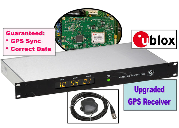 ESE ES-102U UPGRADED ublox GPS SMPTE/EBU TC90 Timecode LED Clock Time Receiver [Used]-www.prostudioconnection.com