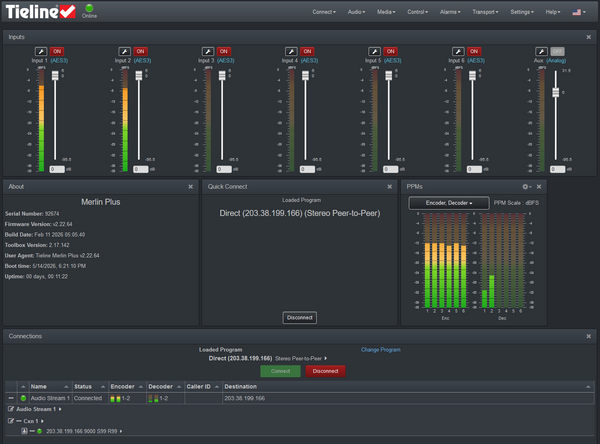 Tieline Merlin PLUS TLR5200 6 Channel Audio Over IP Codec Internet AoIP Endpoint-www.prostudioconnection.com
