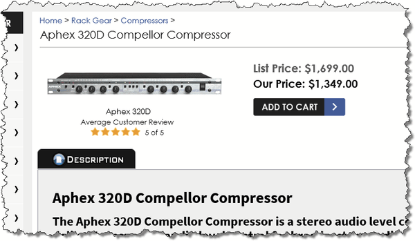 Aphex 320D Compellor AES/EBU Digital Audio Compressor AGC Automatic Leveler 320-www.prostudioconnection.com