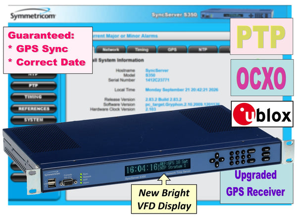 Symmetricom PTP SyncServer S350 UPGRADED GPS OCXO 10MHz NTP Network Time Server-www.prostudioconnection.com
