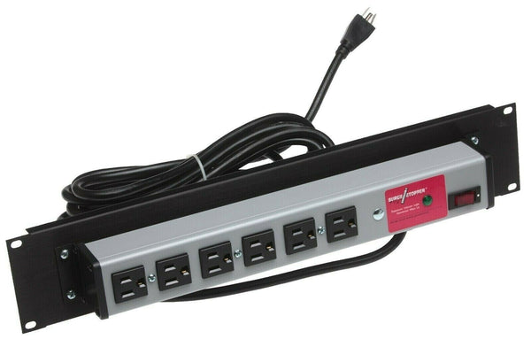 Brooks Power SurgeStopper 6 Outlet PDU Surge Protector 650J Rackmount 15' Cable-www.prostudioconnection.com