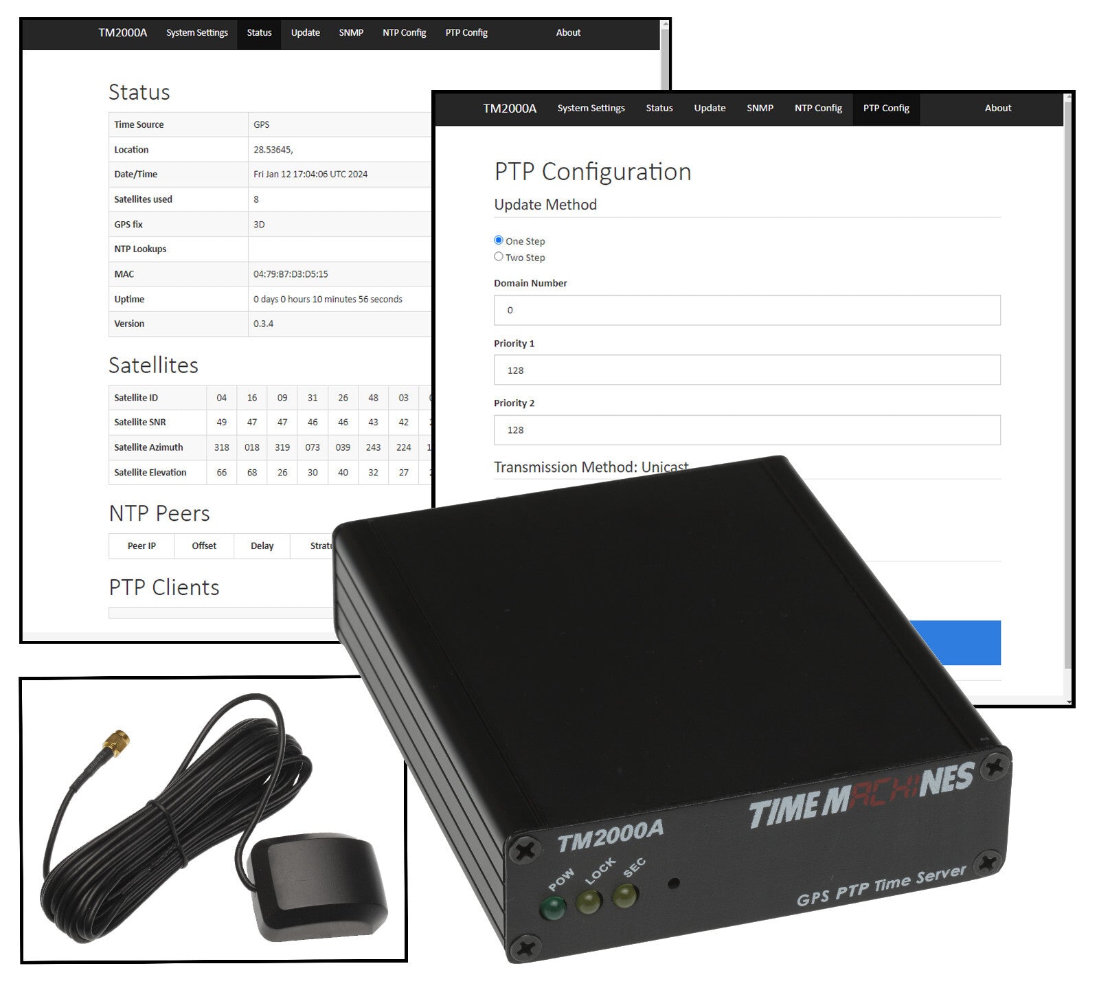 TimeMachines TM2000A GPS OCXO Disciplined PTP NTP Network Time Server w/ Antenna-www.prostudioconnection.com