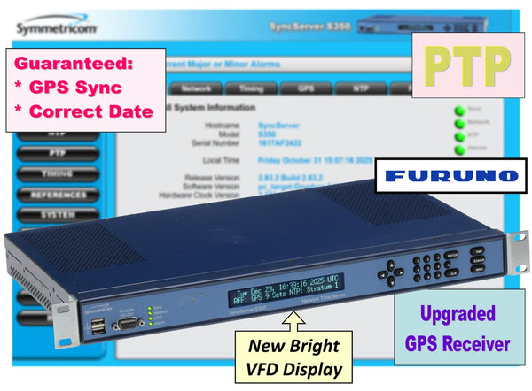 Symmetricom PTP SyncServer S350 Furuno UPGRADED GPS NTP Network Time Server 10Mh-www.prostudioconnection.com