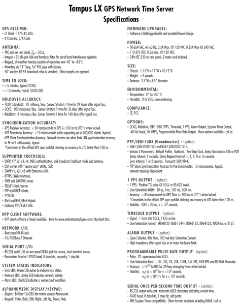 Endrun Technologies Tempus LX OCXO GPS Network NTP Time Server Clock w/ HTTP-www.prostudioconnection.com