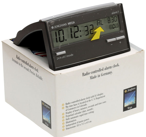 Junghans Desktop WWVB Radio Controlled Atomic LCD Digital Display Alarm Clock-www.prostudioconnection.com