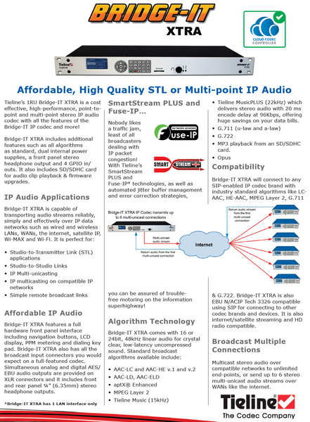 Tieline Bridge-IT XTRA TLB5150 Audio Over IP Codec Internet AoIP SIP Endpoint-www.prostudioconnection.com
