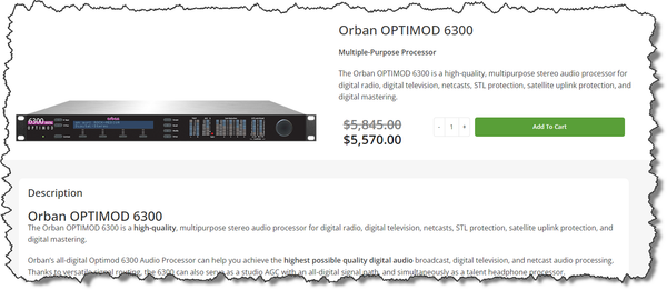 Orban Optimod 6300 5-Band Web AES DAB Digital Audio Broadcast Loudness Processor-www.prostudioconnection.com