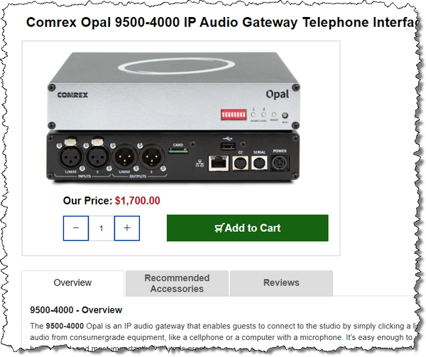 Comrex Opal Digital Wideband Broadcast Opus Codec 2-Line Audio Over IP Endpoint-www.prostudioconnection.com