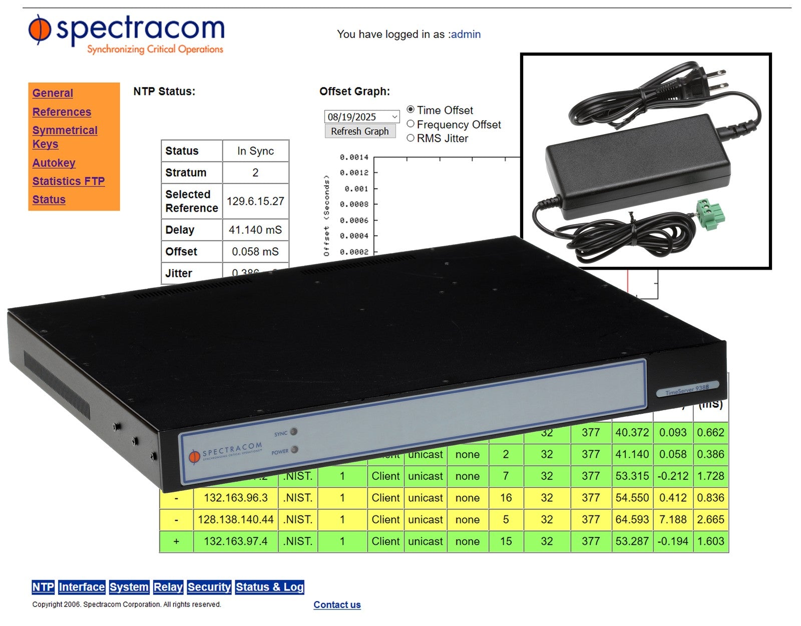 Spectracom 9388 NetClock Timecode NTP Network Time Server Protocol Ethernet IPv6-www.prostudioconnection.com