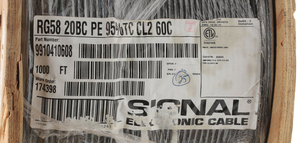 Southwire 991041 1000Ft RG58 50 Ohm Coaxial Cable 20 AWG (Belden 9104 Equiv. )-www.prostudioconnection.com
