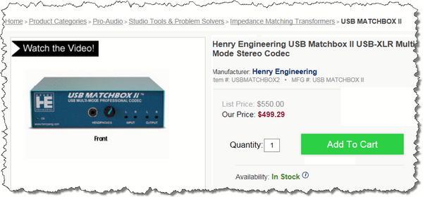 Henry Engineering USB Matchbox II Broadcast AES Digital & Balanced Analog Audio-www.prostudioconnection.com