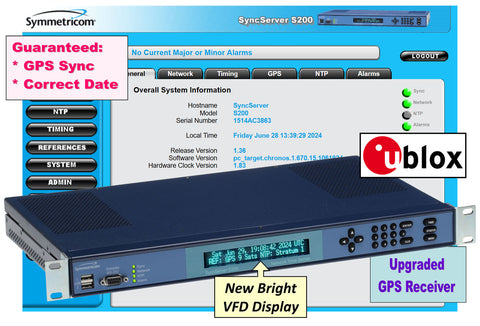 Symmetricom SyncServer S200 UPGRADED GPS NTP Server Network Time Receiver Clock