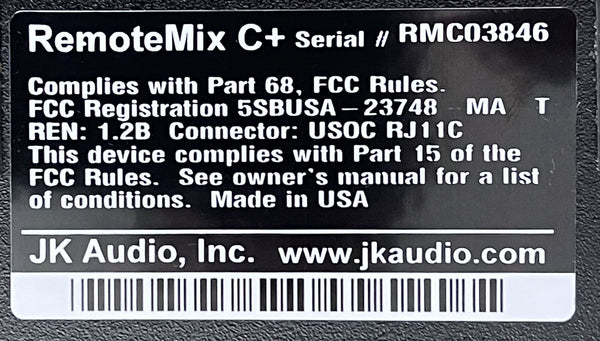 JK Audio RemoteMix C+ Remote Mixer Broadcast Hybrid Phone Line Audio Interface-www.prostudioconnection.com