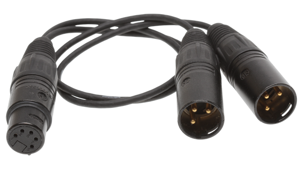 Short XLR Breakout Cable 5 Pin to 2x 3 Pin Left/Right for Audio-Technica AT825 [Used]-www.prostudioconnection.com