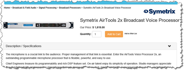 Airtools Symetrix 2X Dual Digital Voice Speech Processor Preamplifier Voiceover-www.prostudioconnection.com