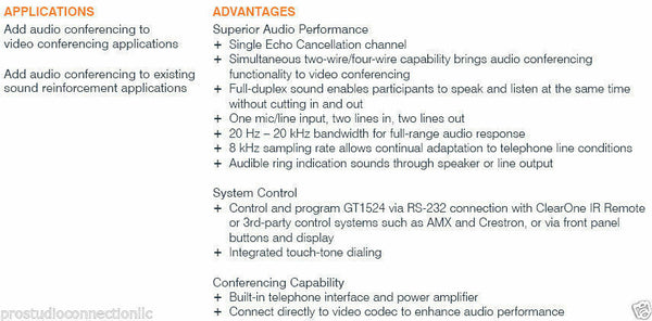 Gentner ClearOne GT1524 Conferencing Hybrid Phone Audio Interface Echo Canceler [Used]-www.prostudioconnection.com
