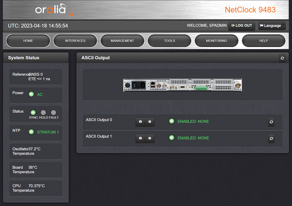 Spectracom 9483 OCXO GPS NENA ASCII NetClock NTP Network Time Server 10MHz 1PPS-www.prostudioconnection.com