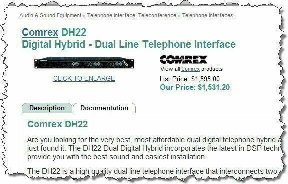 Comrex DH22 Dual Digital Hybrid Broadcast Analog Phone Line Audio Interface IFB-www.prostudioconnection.com