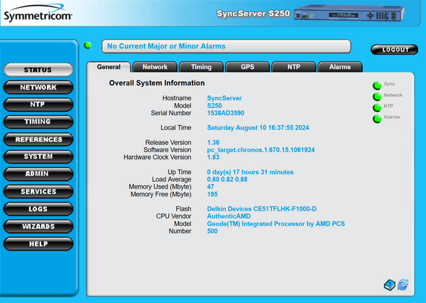 Symmetricom SyncServer S250 OCXO UPGRADED u-blox GPS NTP Network Time Server [Used]-www.prostudioconnection.com