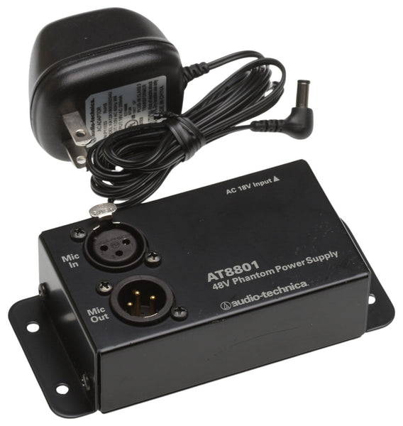 Audio-Technica AT8801 Microphone 48V Mic Phantom Power Supply Injector 115V PSU [Used]-www.prostudioconnection.com