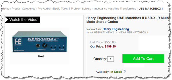 Henry Engineering USB Matchbox II Broadcast AES Digital & Balanced Analog Audio [Used]-www.prostudioconnection.com