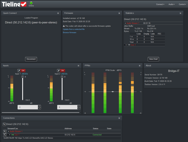Tieline Bridge-IT Audio Over IP AAC Codec Internet AoIP SIP Endpoint TLB5100-www.prostudioconnection.com