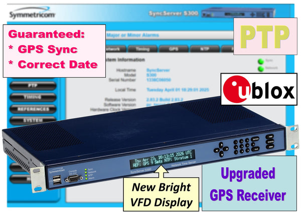 Symmetricom SyncServer PTP S300 UPGRADED GPS NTP Network Time Server NEW DISPLAY-www.prostudioconnection.com