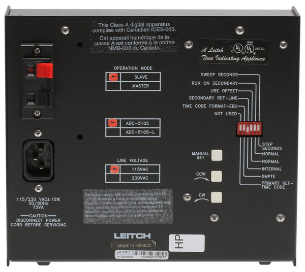 Leitch ADC-5105 5" Studio Analog Desktop Clock SMPTE EBU Timecode Sweep Second-www.prostudioconnection.com