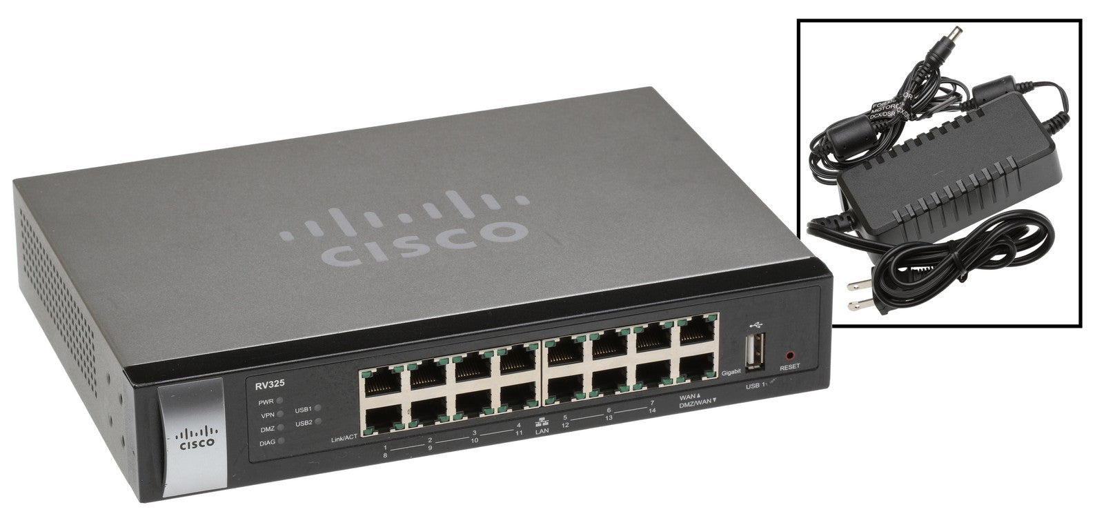 Cisco RV-325 14 Port Gigabit Wired VPN Router OpenVPN SPI Firewall IPSec RV325-www.prostudioconnection.com