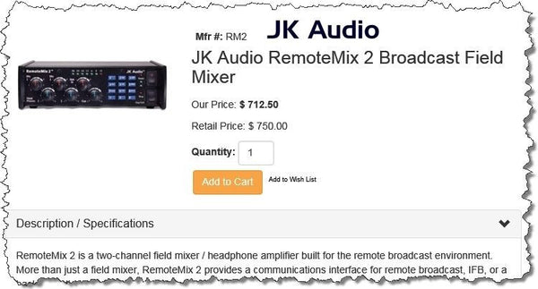 JK Audio RemoteMix 2 Portable Sports Field Mixer Remote Mix Broadcast Hybrid IFB-www.prostudioconnection.com