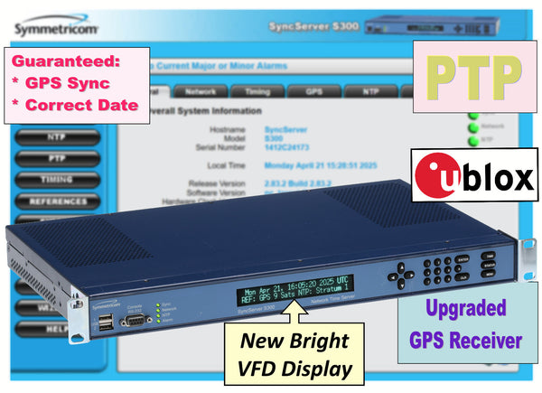 Symmetricom SyncServer S300 PTP UPGRADED GPS NTP Network Time Server NEW DISPLAY-www.prostudioconnection.com