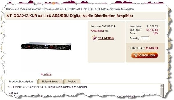 ATI DDA-212XLR Dual 2x6 XLR AES Digital Audio Distribution Amplifier DDA-212XLR-www.prostudioconnection.com