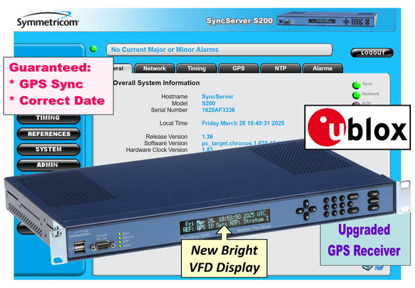 Symmetricom SyncServer S200 ublox UPGRADED GPS NTP Server Network Time Clock-www.prostudioconnection.com