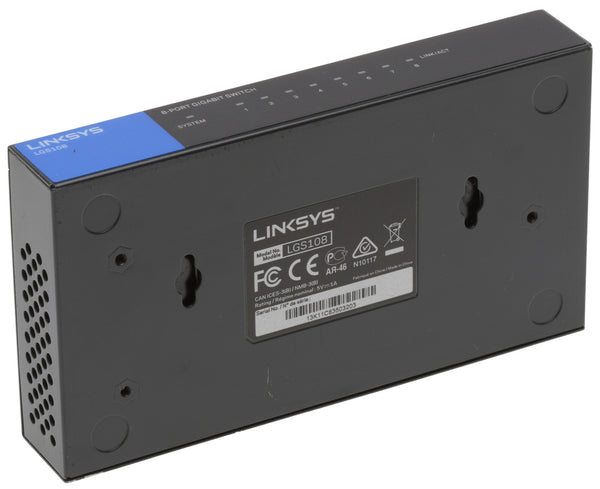 Linksys LGS108 8-port 1000Mbps Business Gigabit Desktop Switch w 5V Power Supply-www.prostudioconnection.com